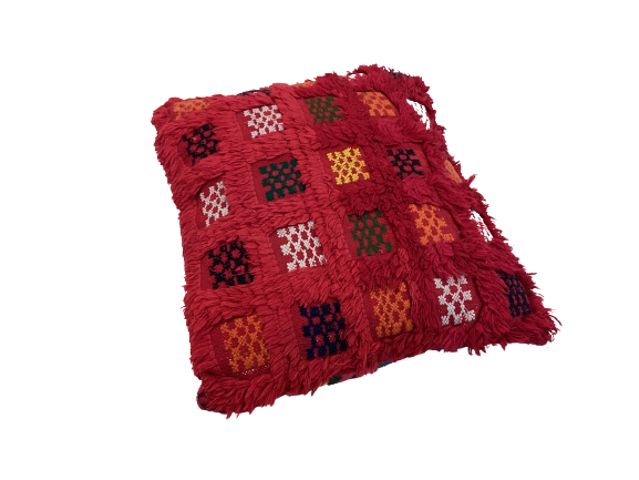 Handgefertigtes Berber Dekokissen Pouf "Beni Ourain" 43x38cm