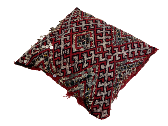 Handgefertigt Vintage Dekokissen Pouf Marke Beni Ourain 40x40x10cm