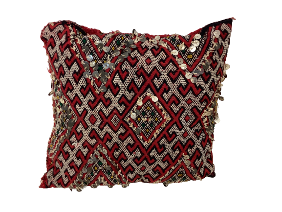 Handgefertigt Vintage Dekokissen Pouf Marke Beni Ourain 40x40x10cm