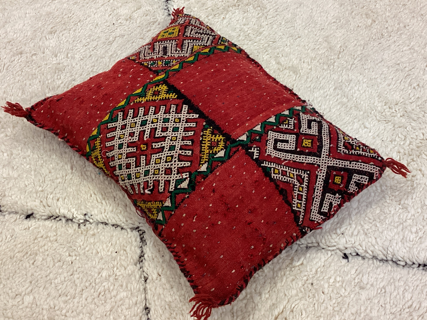 Handgefertigt Berber Dekokissen Pouf Marke Beni Ourain 45x42x10cm