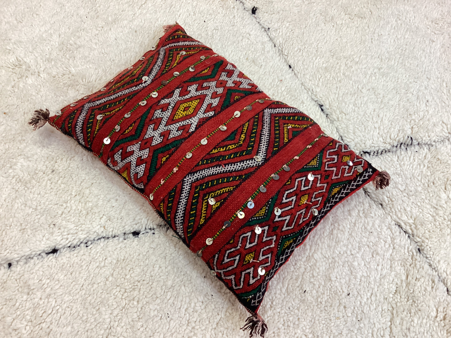 Handgefertigt Berber Dekokissen Pouf Marke Beni Ourain 55x40x5cm