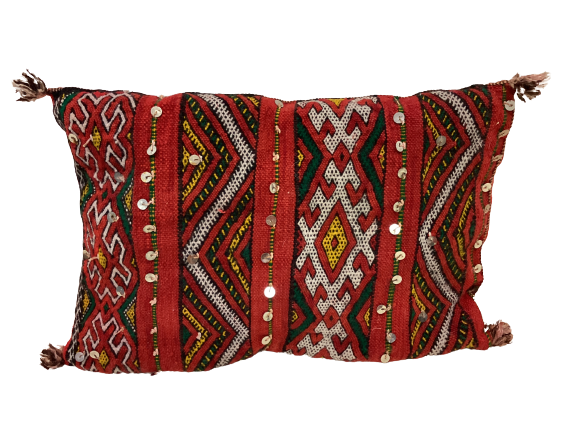 Handgefertigt Berber Dekokissen Pouf Marke Beni Ourain 55x40x5cm