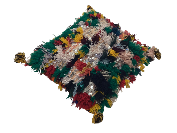 Handgefertigt Berber Dekokissen Pouf Marke Beni Ourain 45x40x10cm