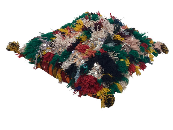 Handgefertigt Berber Dekokissen Pouf Marke Beni Ourain 45x40x10cm