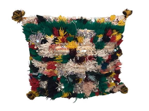 Handgefertigt Berber Dekokissen Pouf Marke Beni Ourain 45x40x10cm