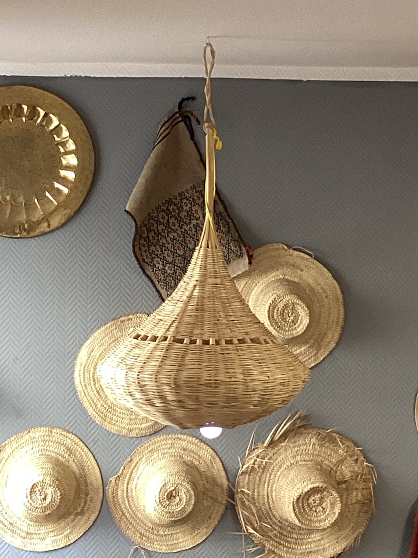 Rattan Lampenschirm Deko Deckenbeleuchtung Handgefertigt Ø60x100Hcm