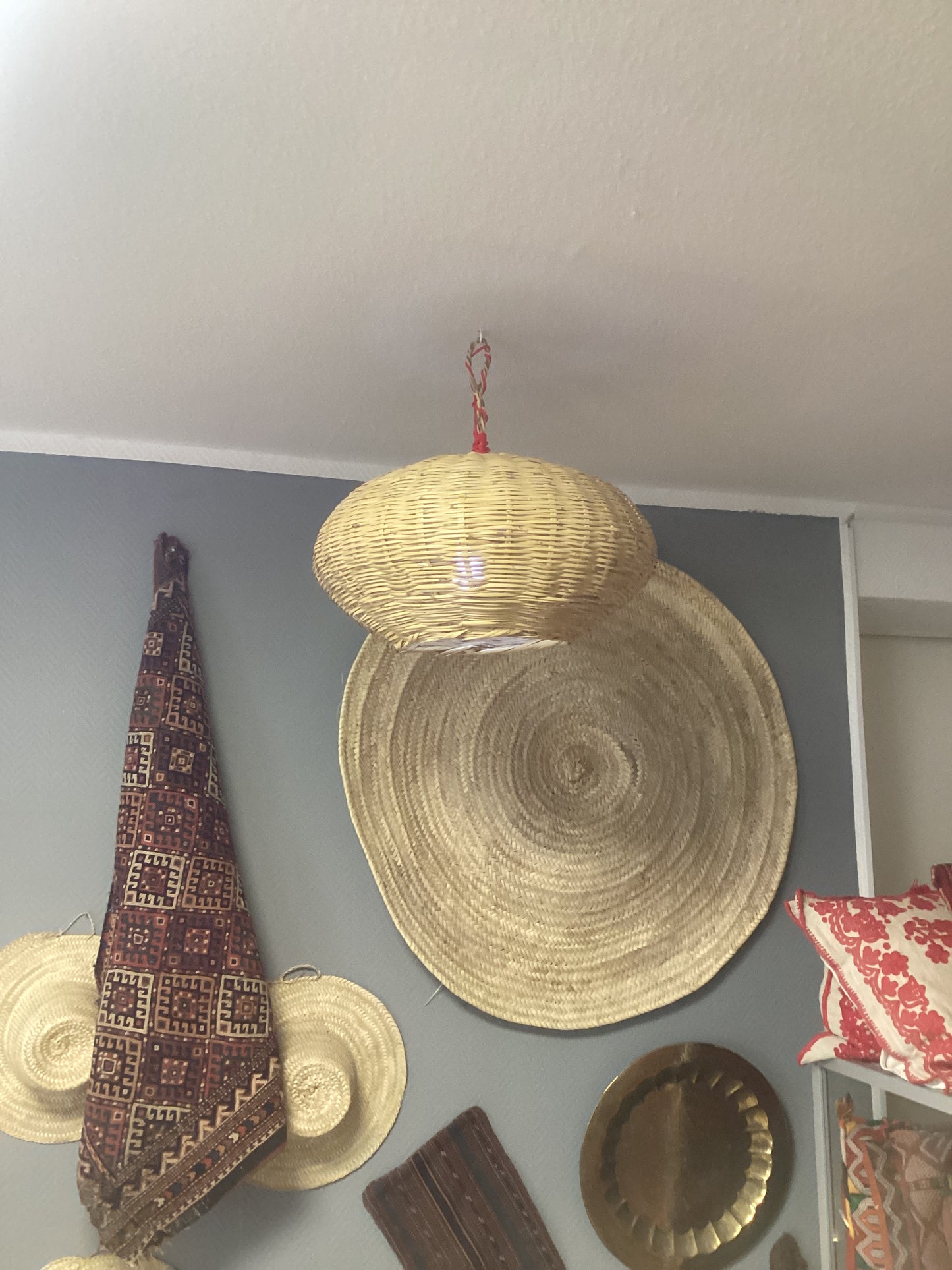 Rattan Lampenschirm Deko Deckenbeleuchtung Handgefertigt Ø50x50Hcm