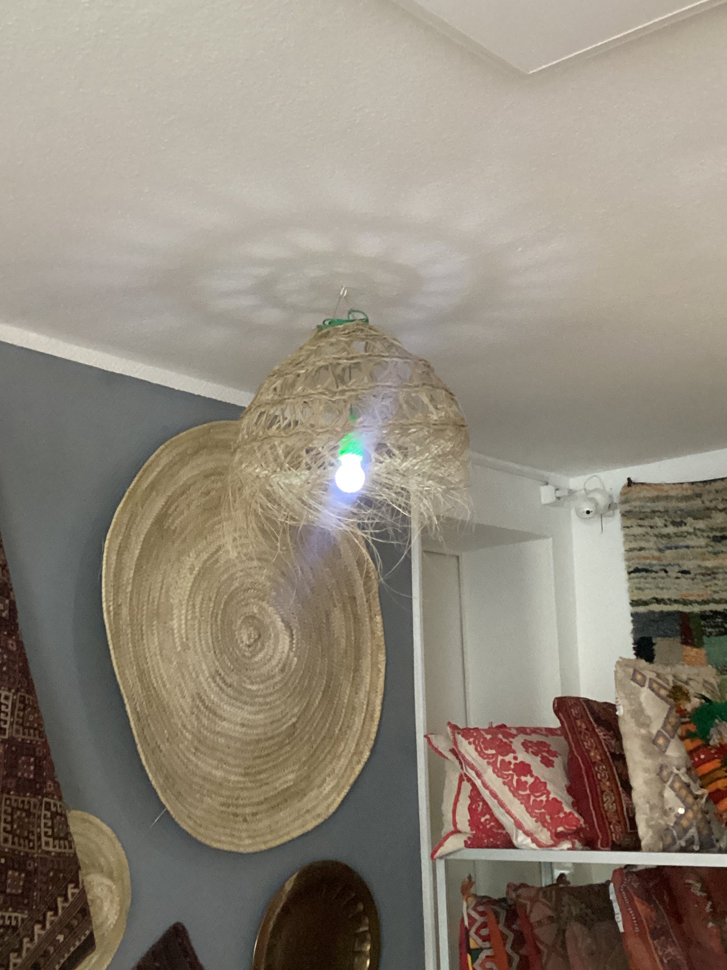 Stroh Lampenschirm Deko Deckenbeleuchtung Handgefertigt Ø45x45Hcm