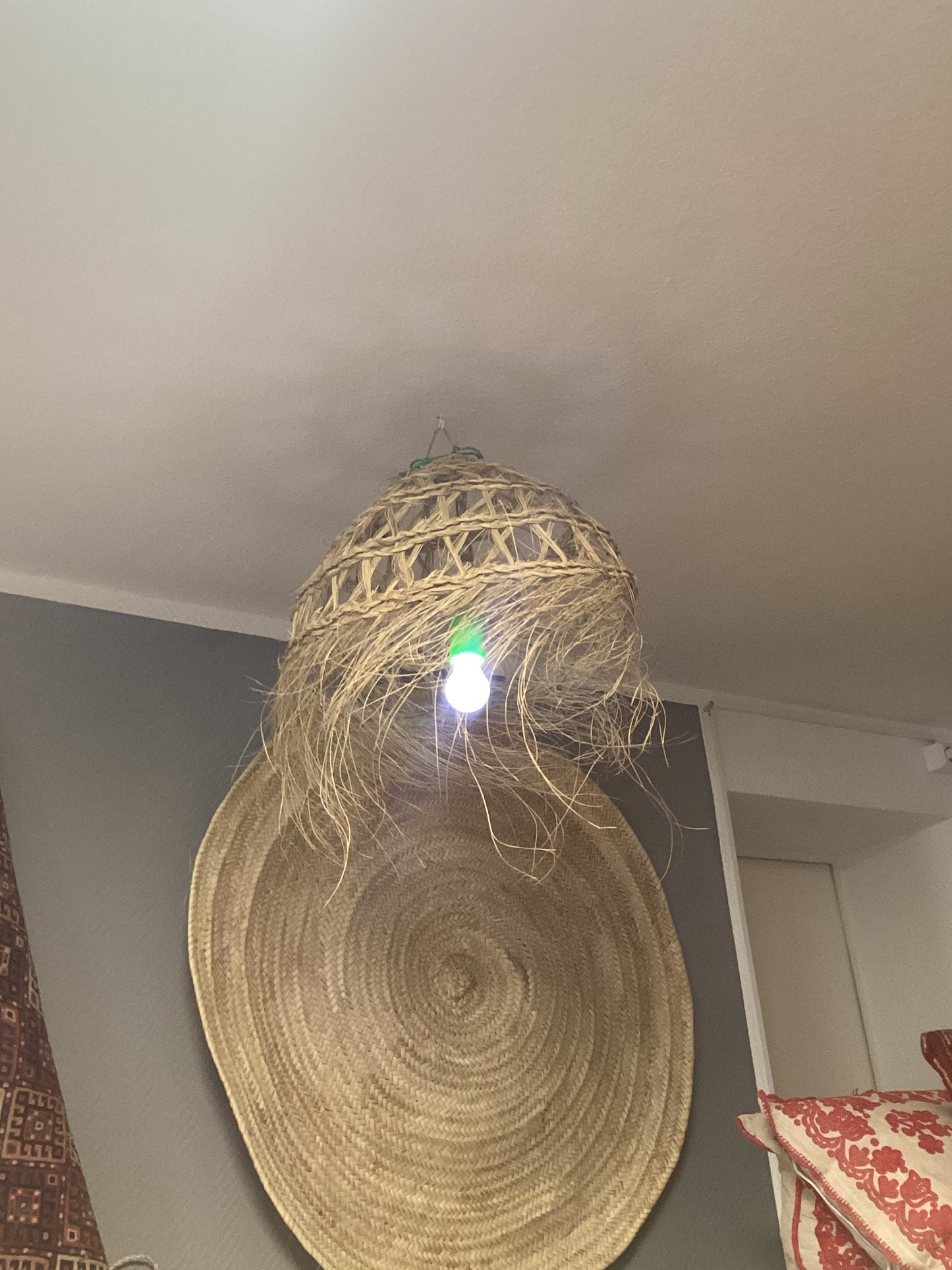 Stroh Lampenschirm Deko Deckenbeleuchtung Handgefertigt Ø45x45Hcm
