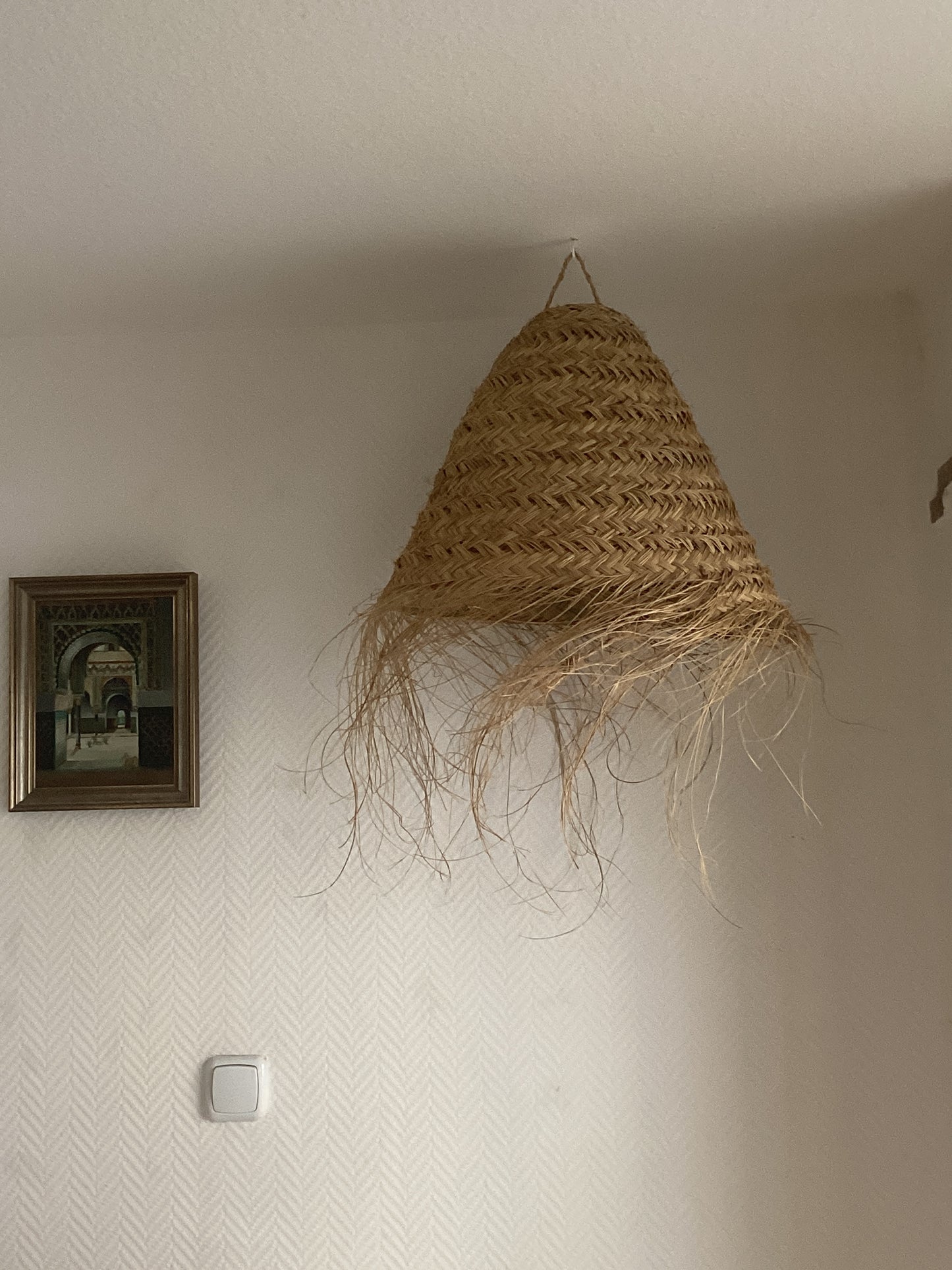 Stroh Lampenschirm Deko Deckenbeleuchtung Handgefertigt Ø45x45Hcm