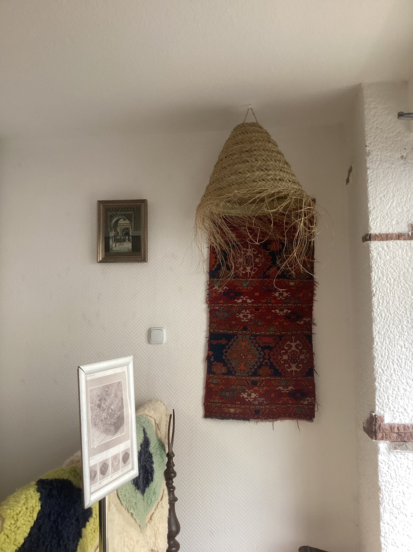 Stroh Lampenschirm Deko Deckenbeleuchtung Handgefertigt Ø45x45Hcm