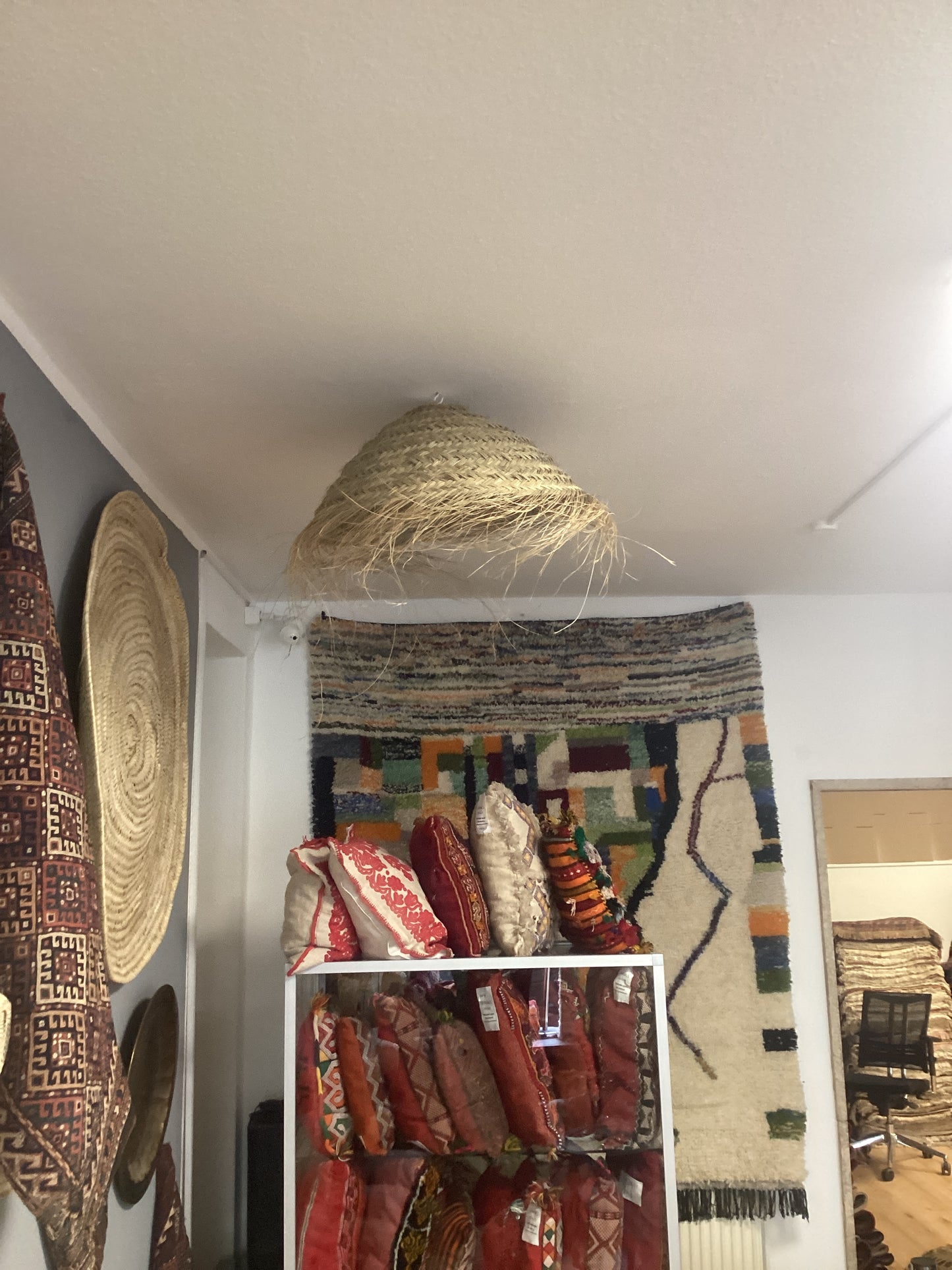 Stroh Lampenschirm Deko Deckenbeleuchtung Handgefertigt Ø35x60Hcm