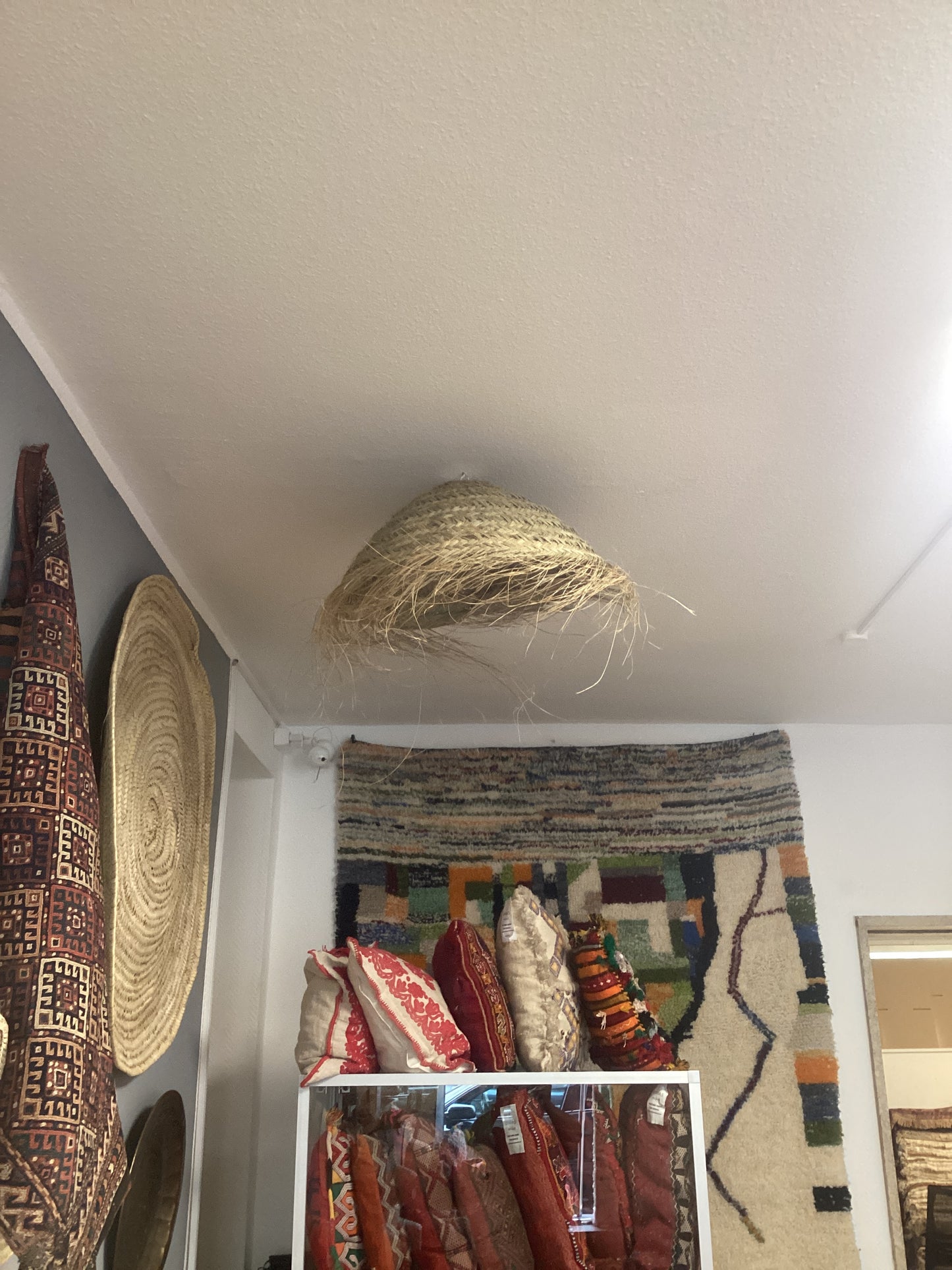 Stroh Lampenschirm Deko Deckenbeleuchtung Handgefertigt Ø35x60Hcm