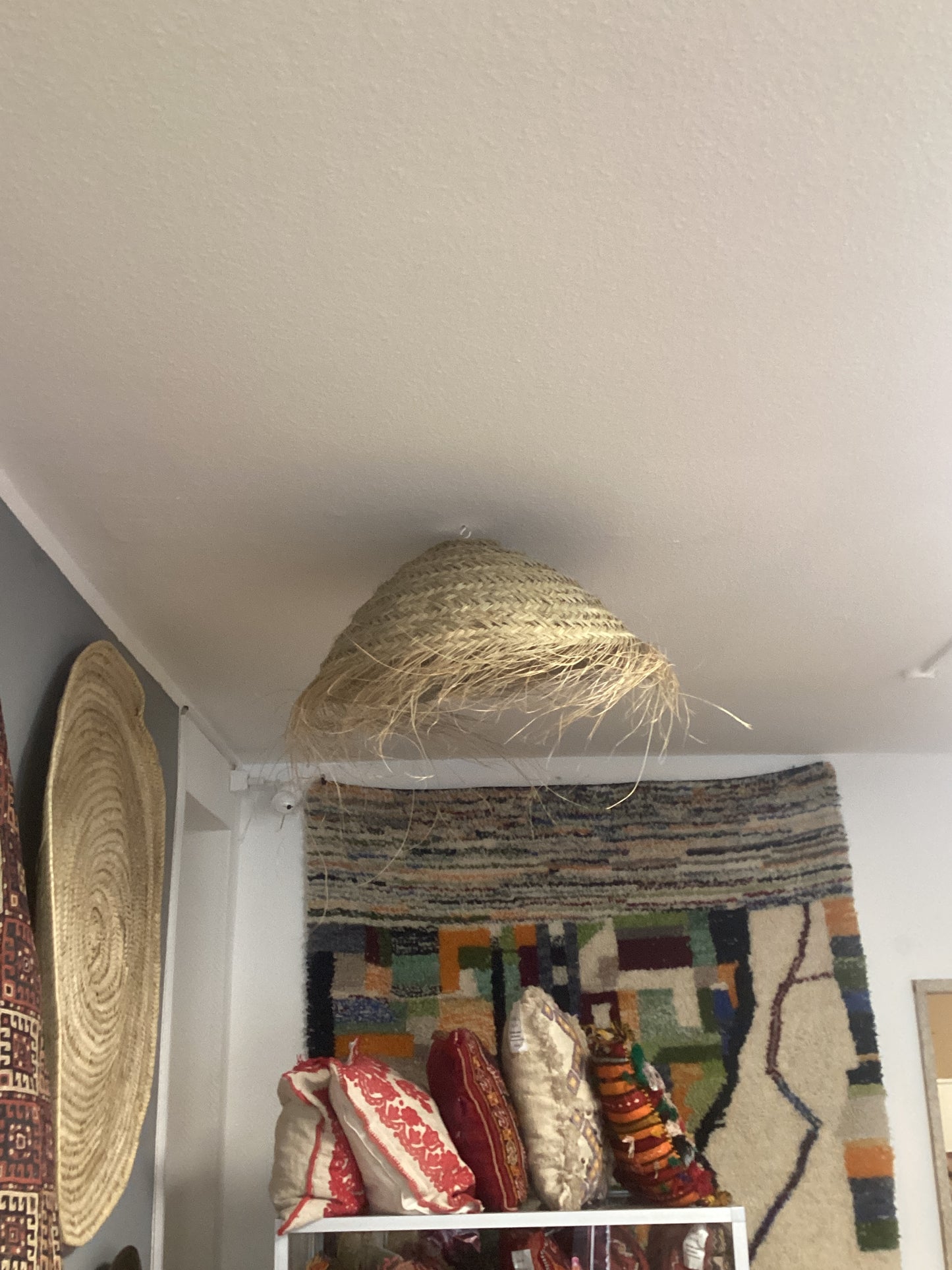 Stroh Lampenschirm Deko Deckenbeleuchtung Handgefertigt Ø35x60Hcm