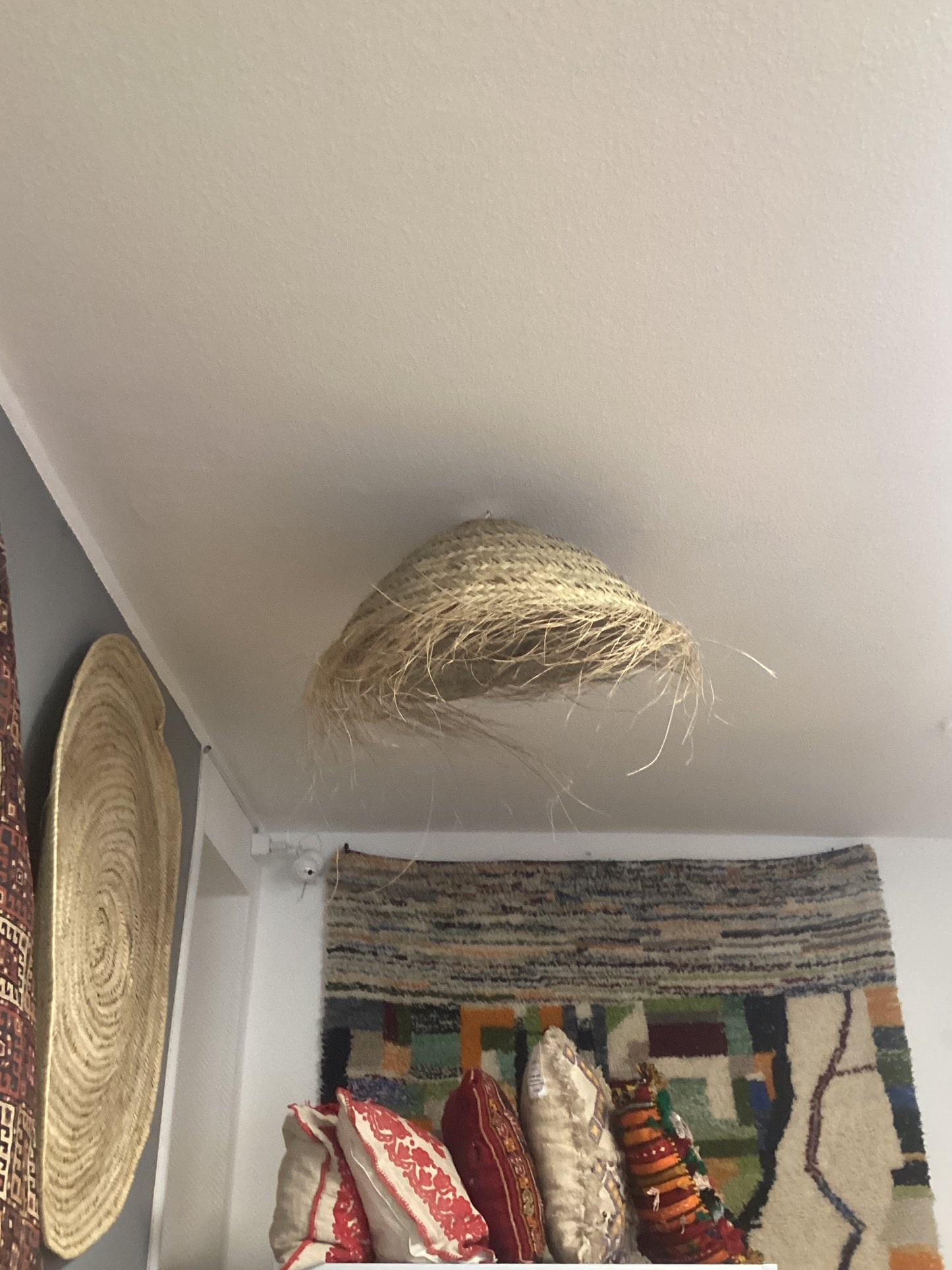Stroh Lampenschirm Deko Deckenbeleuchtung Handgefertigt Ø35x60Hcm