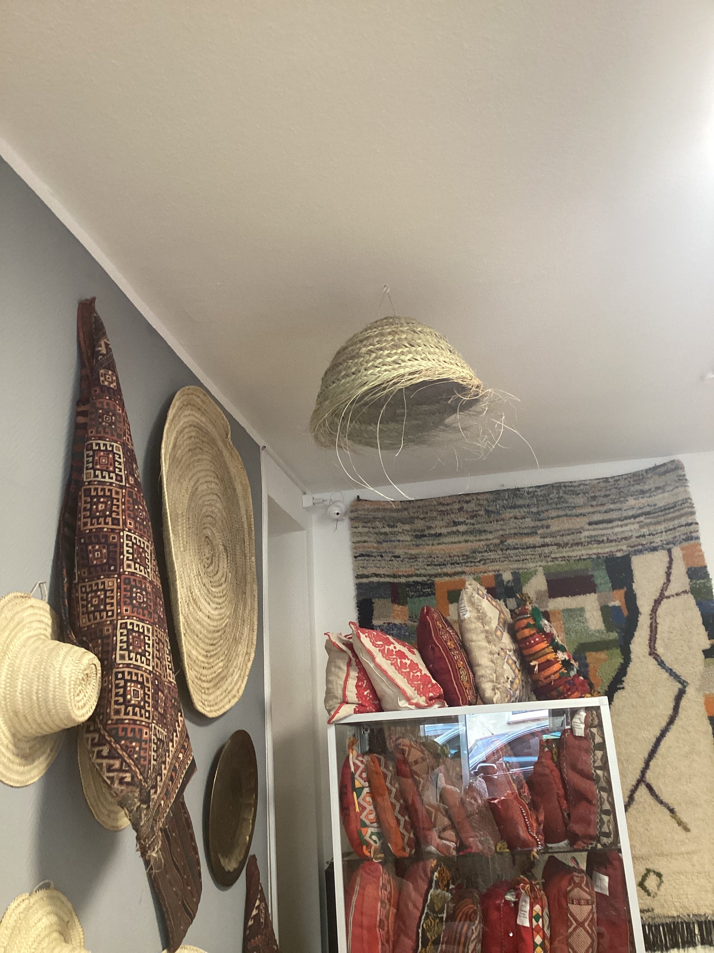 Stroh Lampenschirm Deko Deckenbeleuchtung Handgefertigt Ø45x40Hcm