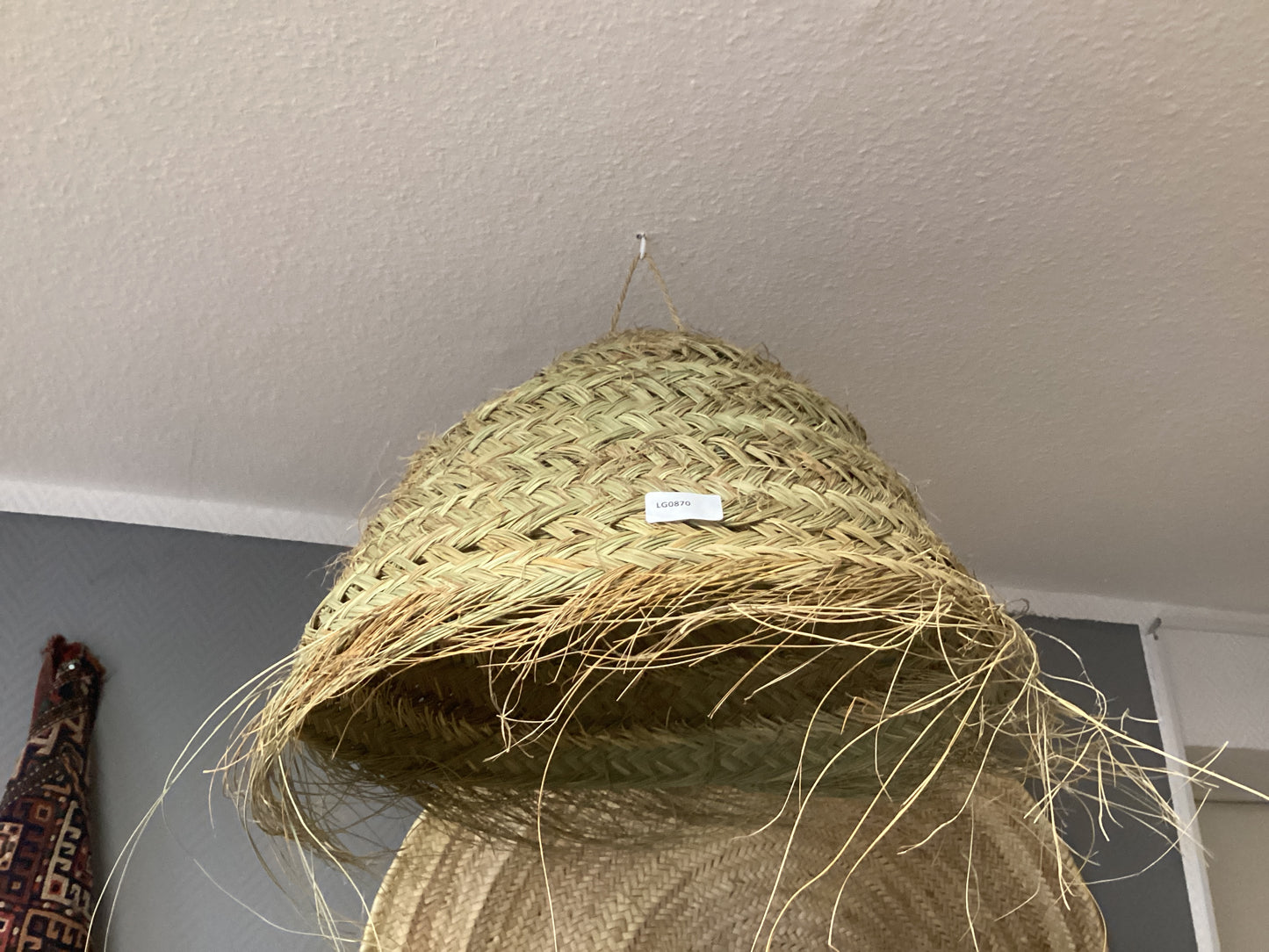 Stroh Lampenschirm Deko Deckenbeleuchtung Handgefertigt Ø45x40Hcm