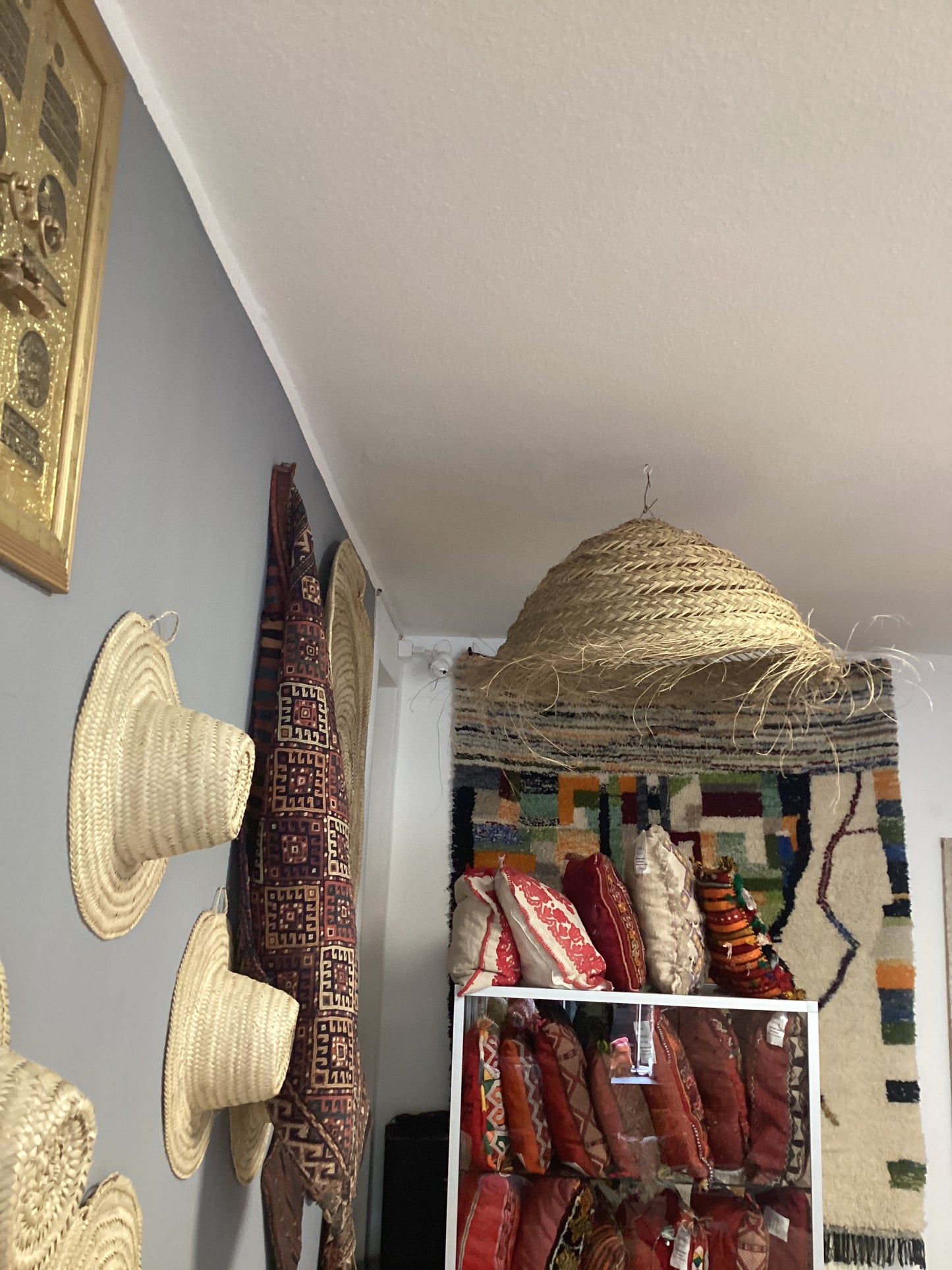 Stroh Lampenschirm Deko Deckenbeleuchtung Handgefertigt Ø46x65Hcm