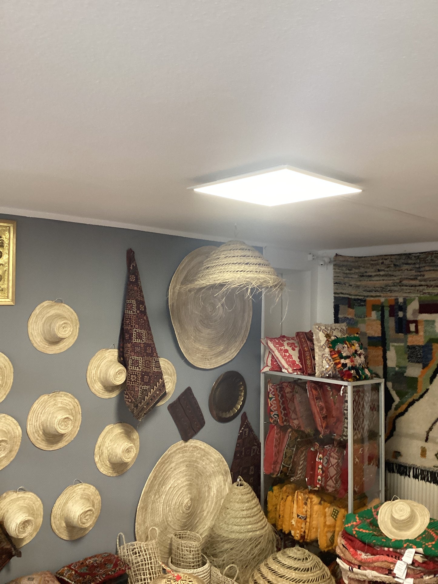 Stroh Lampenschirm Deko Deckenbeleuchtung Handgefertigt Ø46x65Hcm