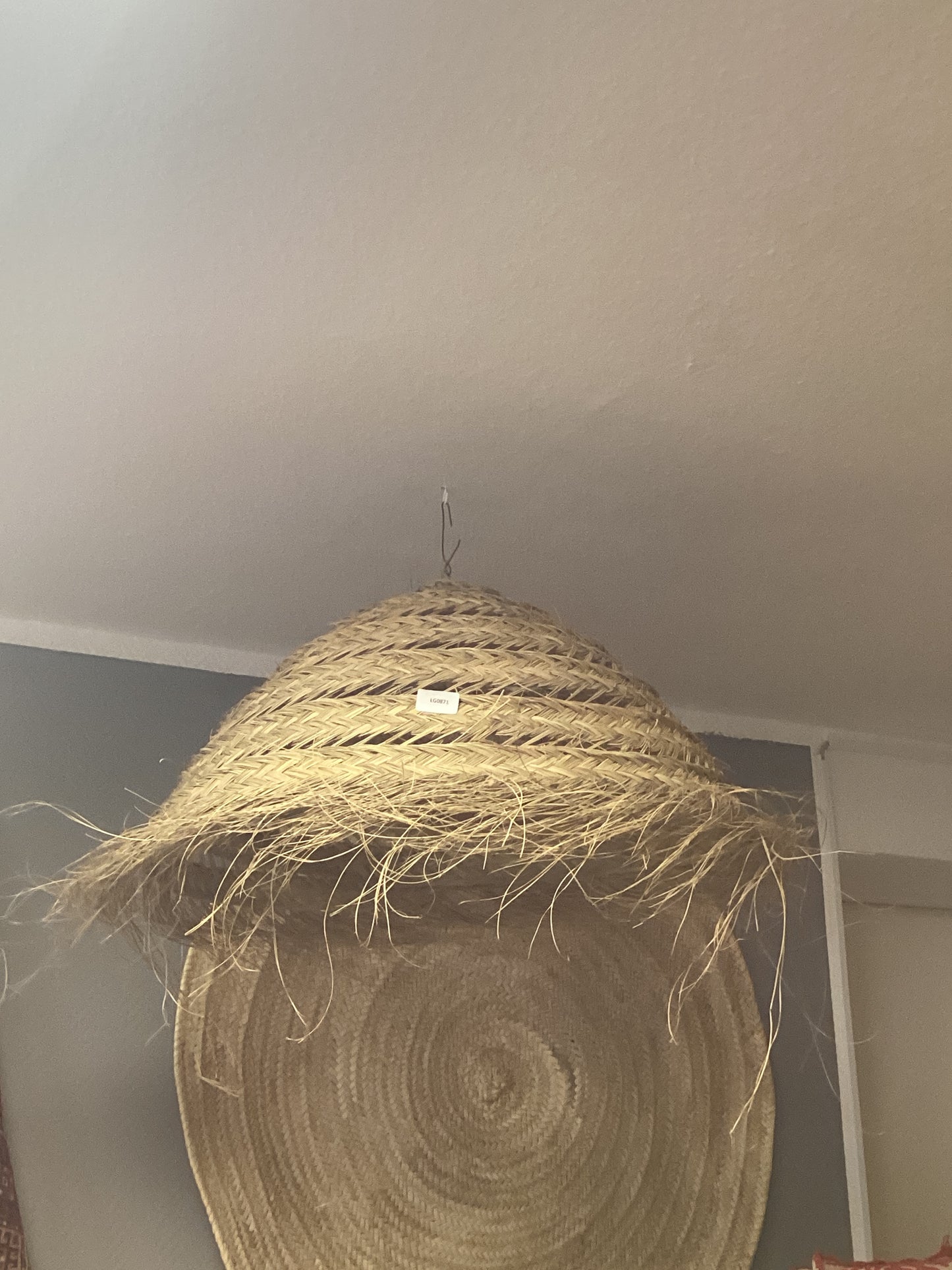 Stroh Lampenschirm Deko Deckenbeleuchtung Handgefertigt Ø46x65Hcm