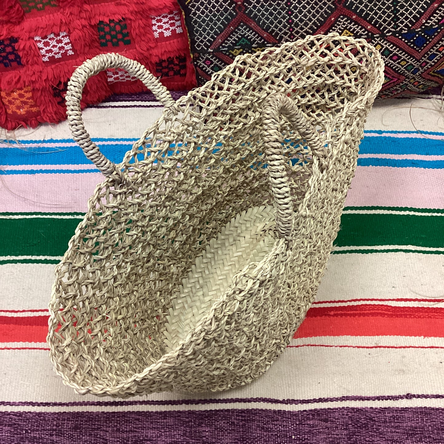 Rattan Korb Dekokorb Flecht Einkaufskorb Handgefertigt Ø50x38Hcm