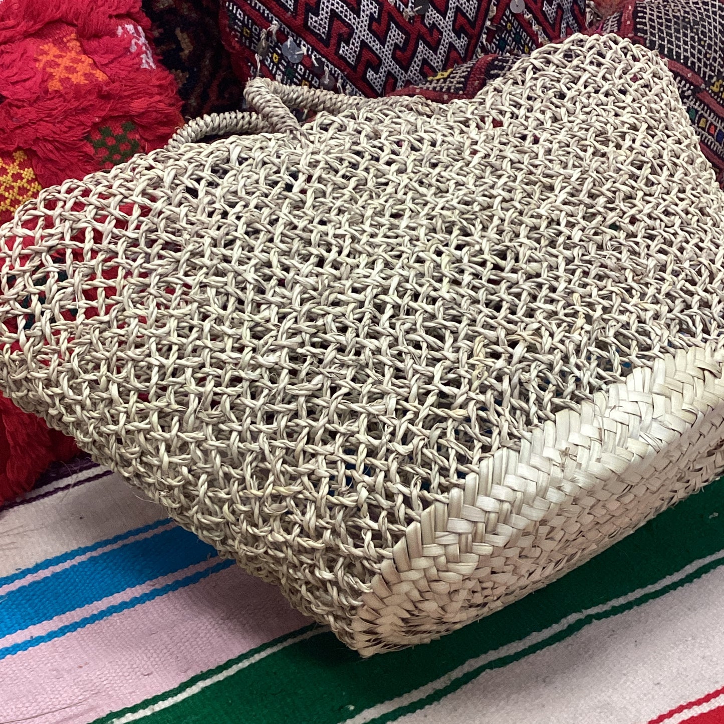 Rattan Korb Dekokorb Flecht Einkaufskorb Handgefertigt Ø50x38Hcm