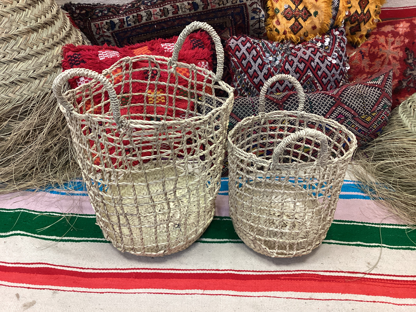 Rattan Korb 2er Set Dekokorb Flecht Einkaufskorb Handgefertigt