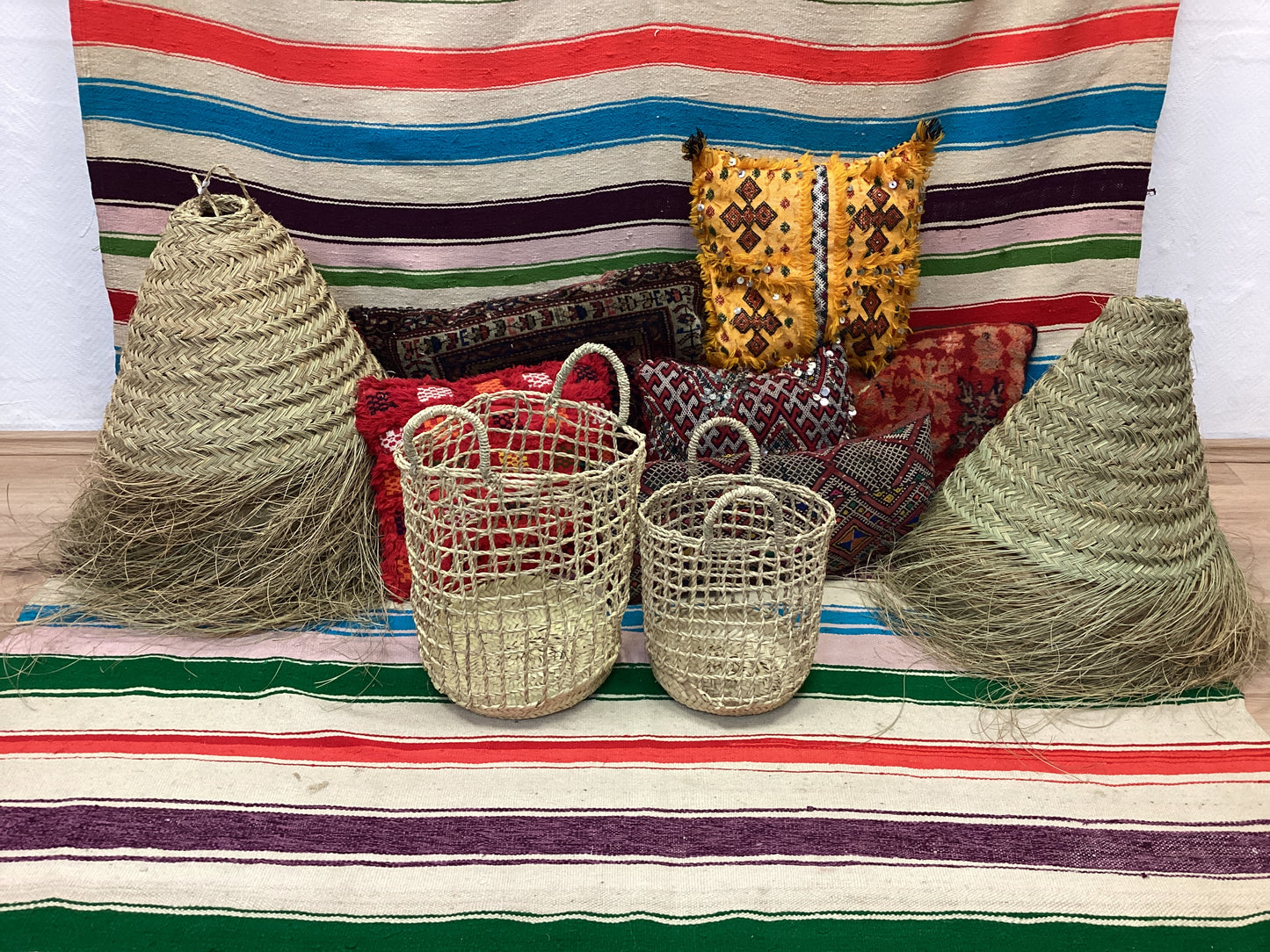 Rattan Korb 2er Set Dekokorb Flecht Einkaufskorb Handgefertigt