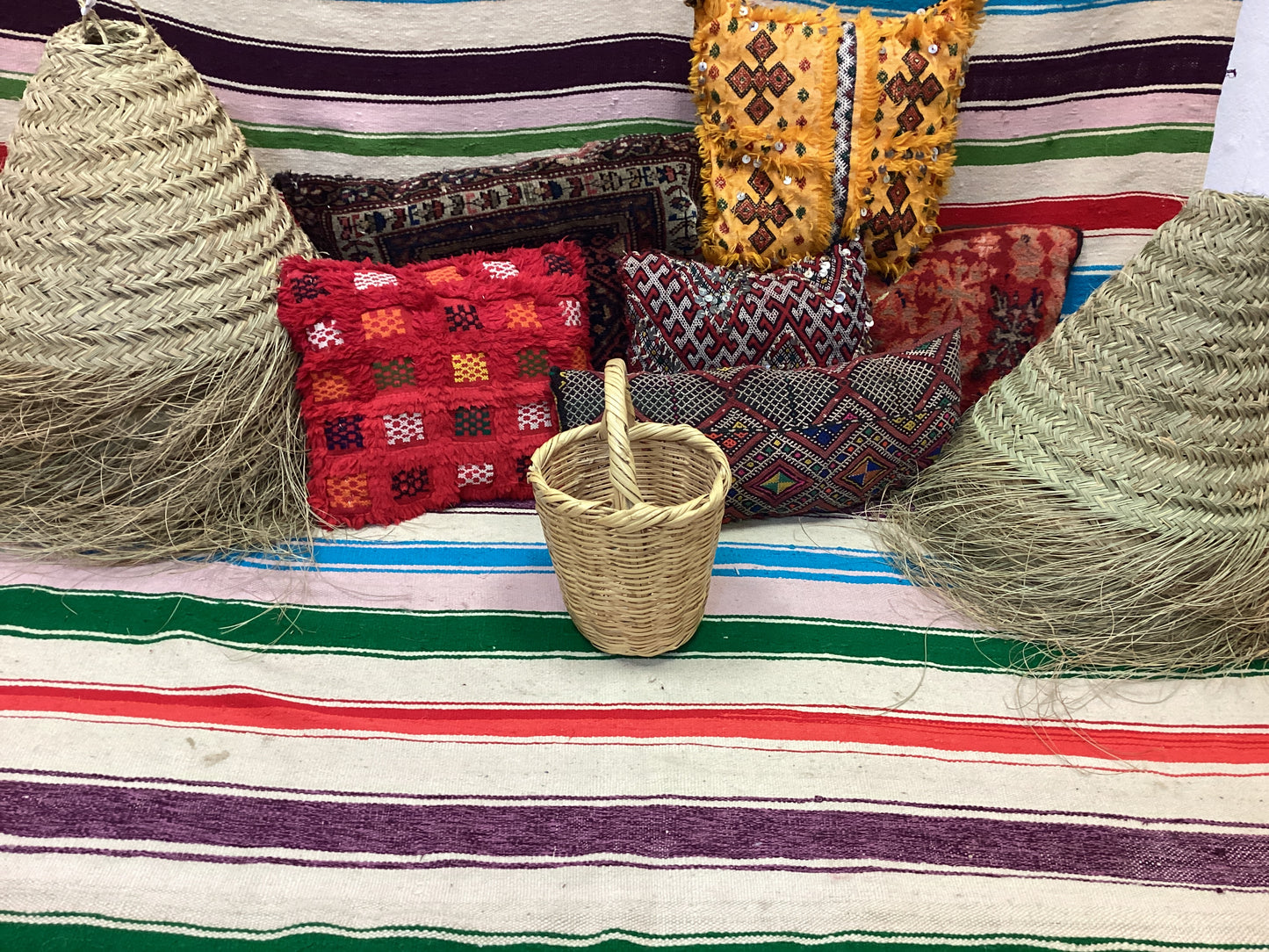 Rattan Korb Dekokorb Flecht Einkaufskorb Handgefertigt Ø35x22cm