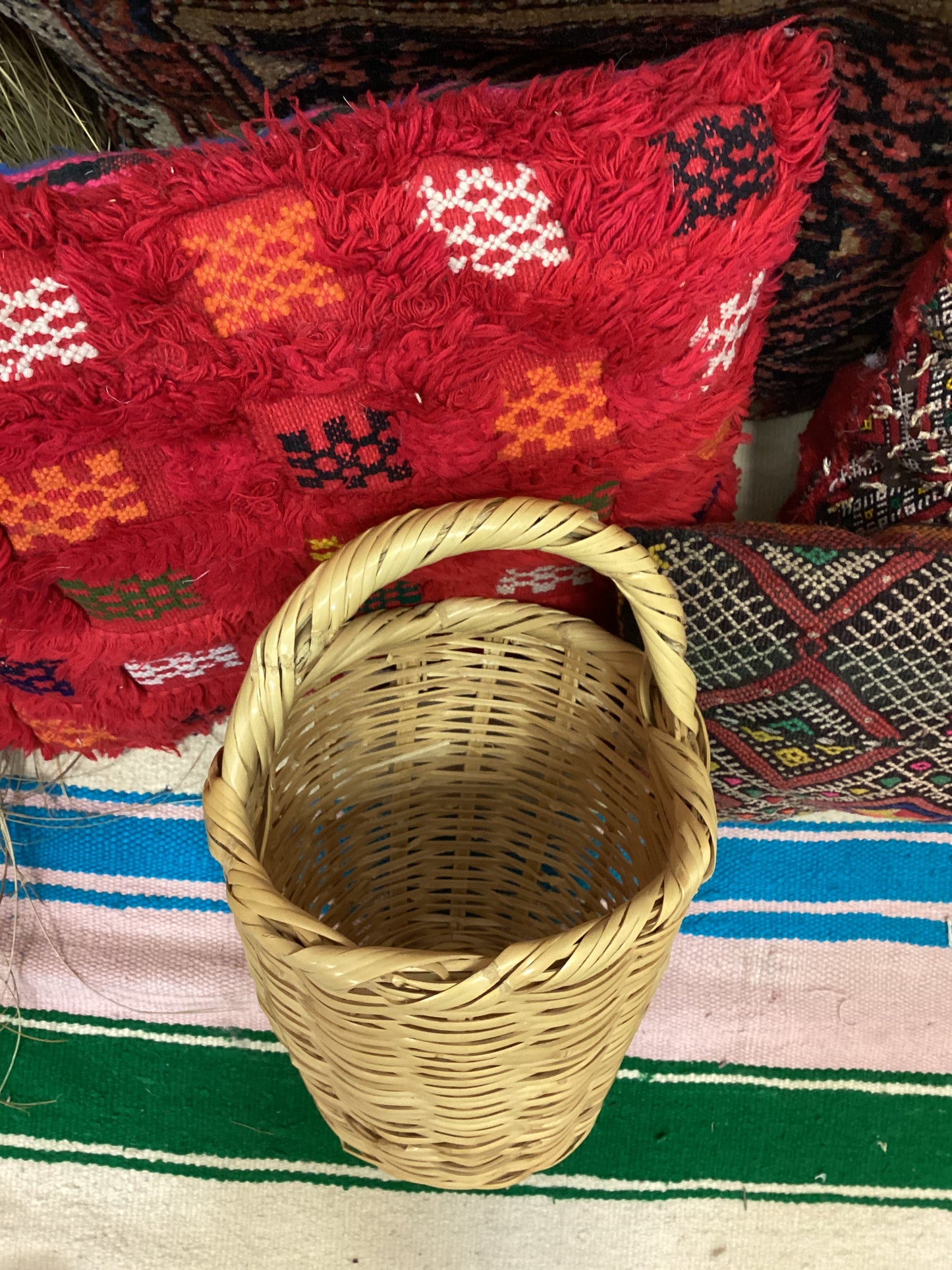 Rattan Korb Dekokorb Flecht Einkaufskorb Handgefertigt Ø35x22cm
