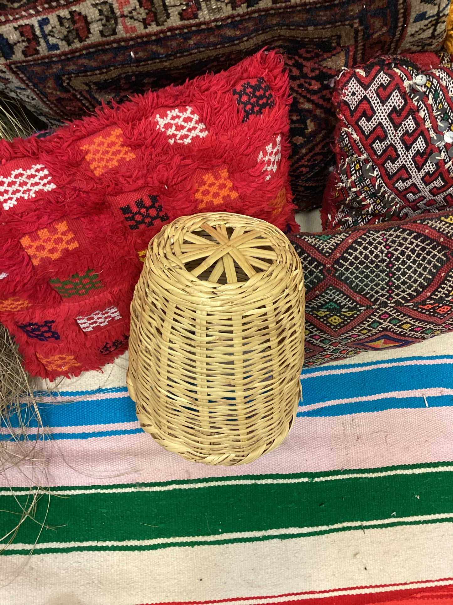 Rattan Korb Dekokorb Flecht Einkaufskorb Handgefertigt Ø35x22cm