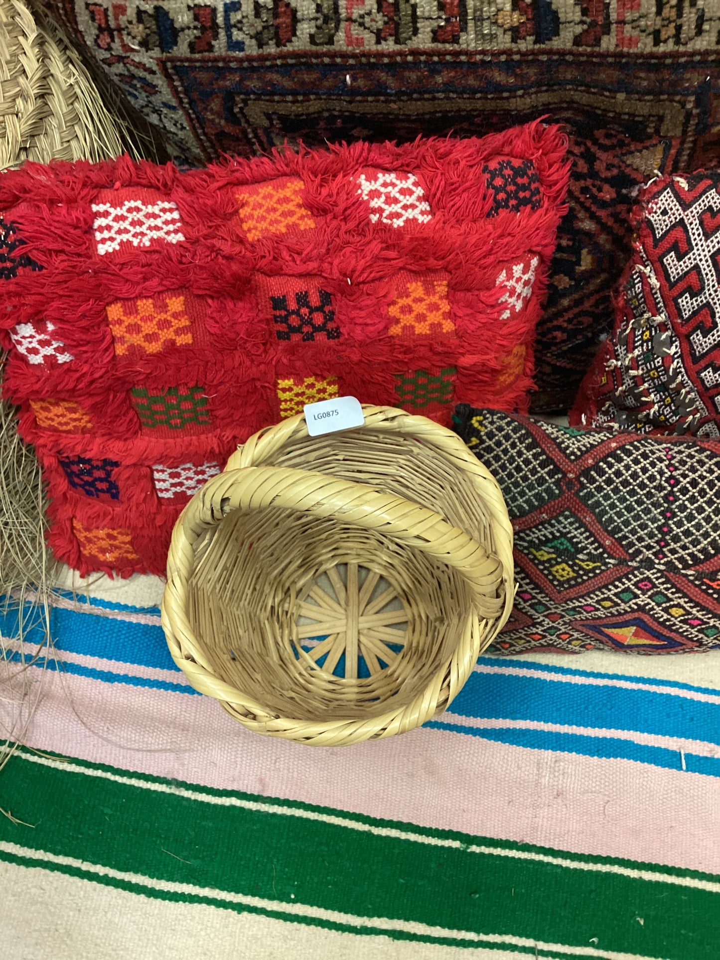 Rattan Korb Dekokorb Flecht Einkaufskorb Handgefertigt Ø35x22cm