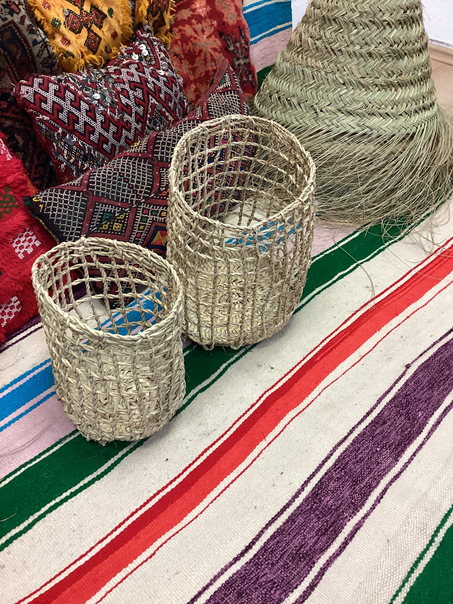 Rattan Korb 2er Set Dekokorb Flecht Einkaufskorb Handgefertigt