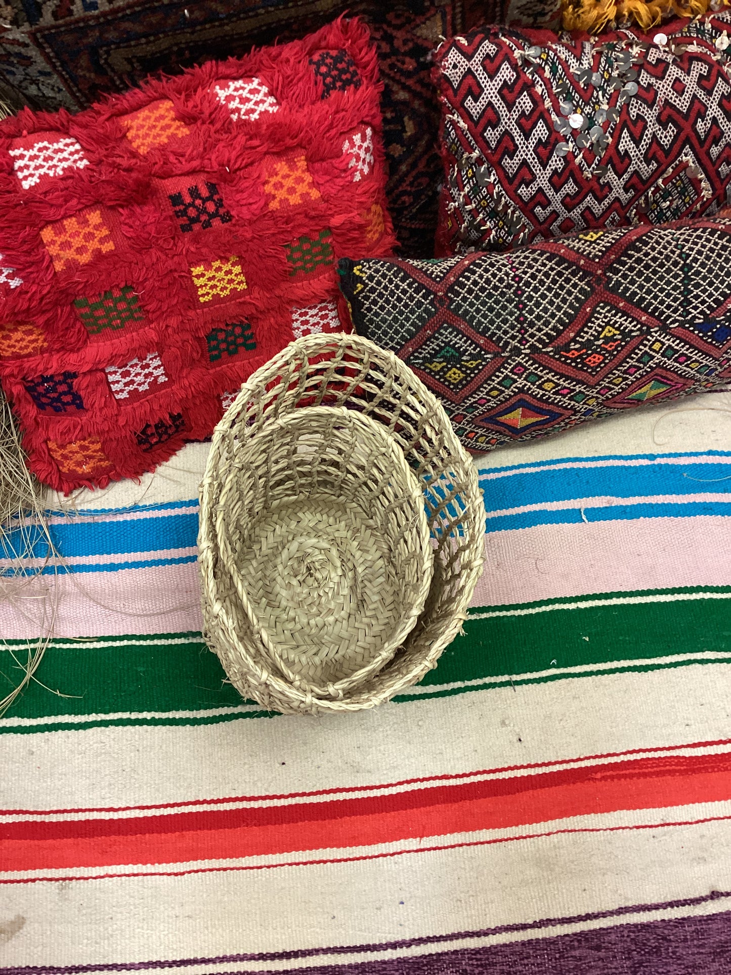 Rattan Korb 2er Set Dekokorb Flecht Einkaufskorb Handgefertigt