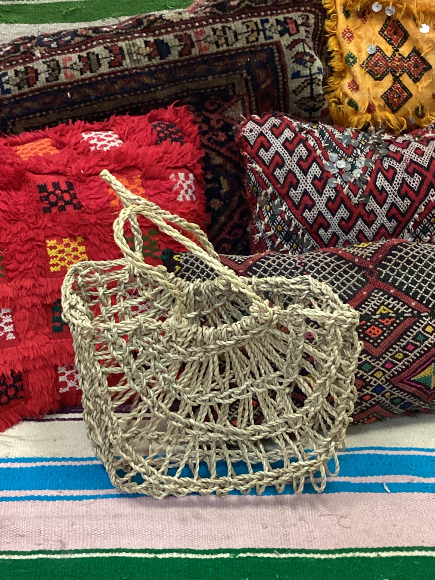 Rattan Korb Dekokorb Flecht Einkaufskorb Handgefertigt Ø22x15cm
