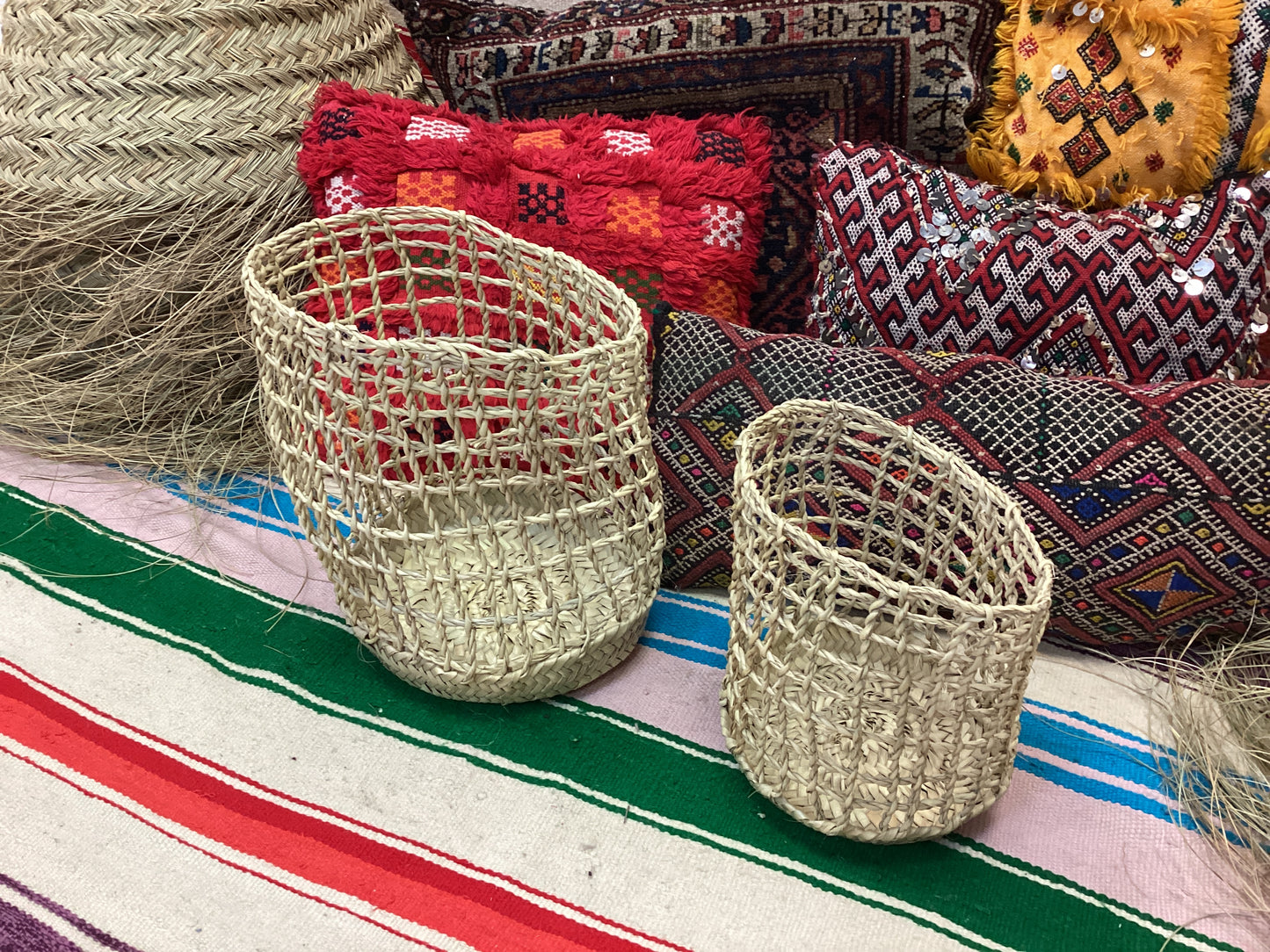 Rattan Korb 2er Set Dekokorb Flecht Einkaufskorb Handgefertigt