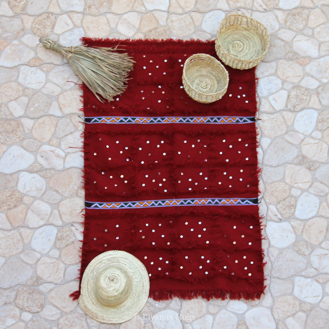 Modern Designer Berber Handira Liyana,S - Red color