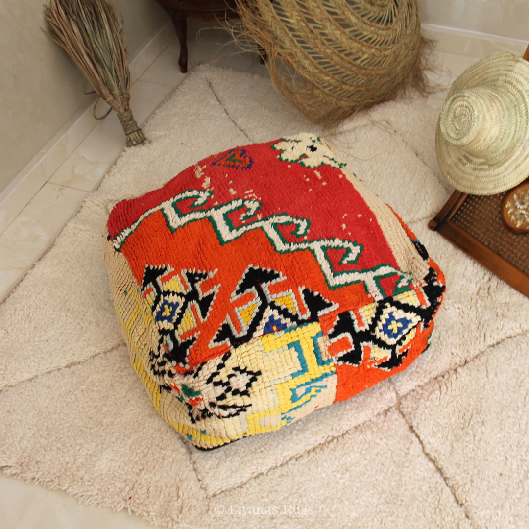 Sitzkissen Pouf Beni Ourain Liyana,s -Teppich