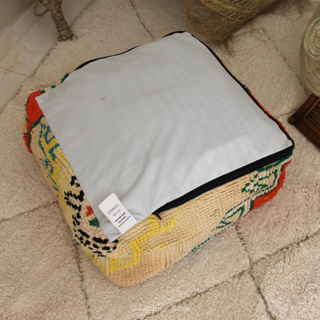 Sitzkissen Pouf Beni Ourain Liyana,s -Teppich