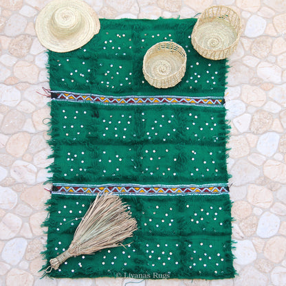 Modern Designer Berber Handira Liyana,S - Green color